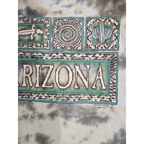 Maiden west vintage Arizona aztec tiedye green tee mens womens unisex Large - Picture 3 of 6